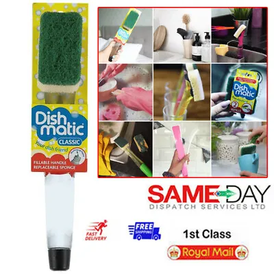 Dish Matic Washing Up Brush Sponge With Liquid Dispenser Or Dishmatic Refills • £7.98