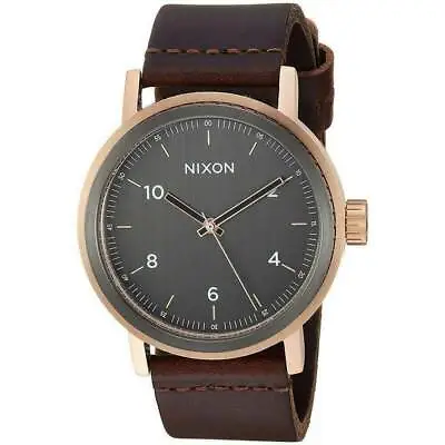 MEN'S NIXON STARK A11942001 43mm BROWN Leather Band Watch ROSE GOLD Brand New • $91.85