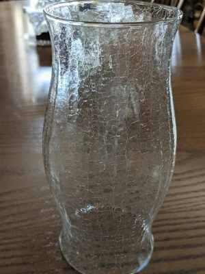 $19.50 • Buy Clear Crackled Glass Hurricane Lamp Chimney Cylinder Shade/Candle Cover 