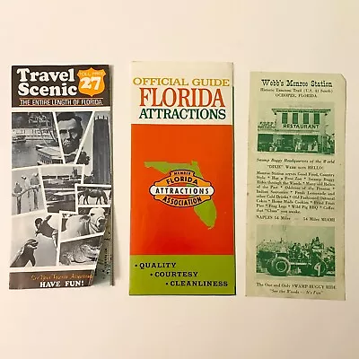 Vintage Florida Travel Scenic Attractions And Webbs Monroe Station Brochures • $13.48
