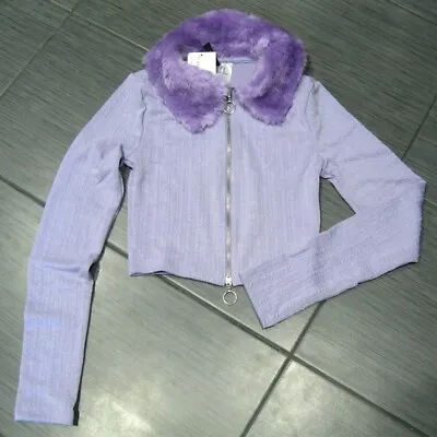 H&M Lavender Cardigan Jacket With Faux Fur Collar EXTRA Small XS New W/Tag NWT • $24.99