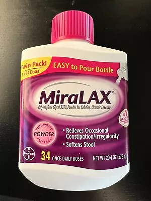 MiraLAX Powder Laxative 34 Doses  New Sealed Free Shipping 09/2024 • $22.50
