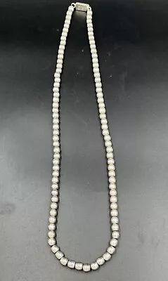 Beautiful Vintage Sterling Silver 5 Mm Bead Necklace Mexico 66 Grams Free Ship • $110