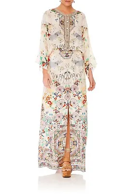Camilla Time After Time  Split Pocket Dress Kaftan Maxi White Floral Size XL • $485