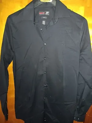 J. Ferrar JF Men's Black Stretch Slim Full Button Down Collared Dress Shirt Sz M • $15
