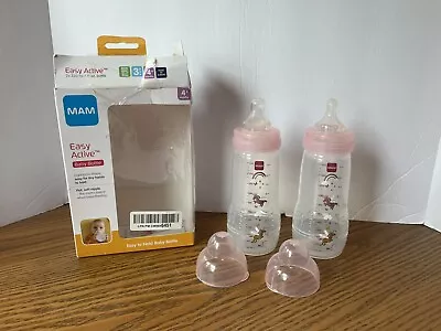 MAM Easy Active Baby Bottles 4+ Months 2 In Open Pkg 330ml/11 Oz Pink • $9