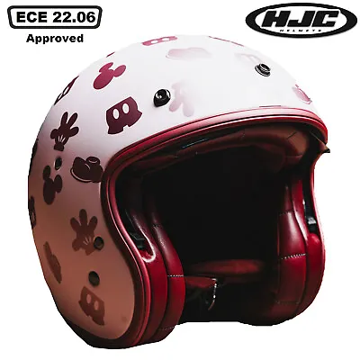 Hjc Mickey Mouse Disney V31 Open Face Jet Scooter Motorcycle Retro Helmet Pink • £208.99