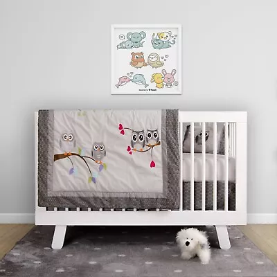 BabyFad Owl Grey 9 Piece Baby Crib Bedding Set • $109.99