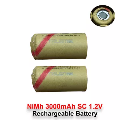 2 PCS Sub C Battery NiMh SC 3.0AH Rechargeable Battery Cell SubC 3000mAh New • $9.80