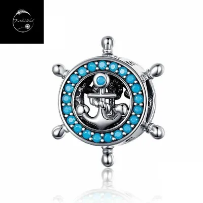 Sea Sail Compass Boat Ocean Life Bead Charm Sterling Silver 925 For Bracelets • £16.99