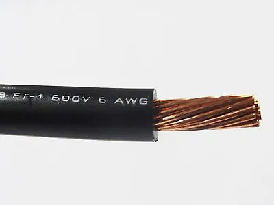 MTW 6 AWG GAUGE BLACK STRANDED COPPER SGT PRIMARY WIRE 15' FT High Strand • $24.92