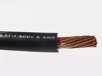 Mtw 6 Awg Gauge Black Stranded Copper Sgt Primary Wire 20' Ft • $31.77