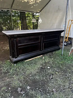 Vintage Custom Pine Counter Marble Top Decorative Elements 94” X 36” H X 17” D • $2750