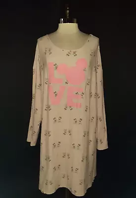 DISNEY Size L Nightgown Pink Mickey Minnie Mouse Long Sleeve • £27.24