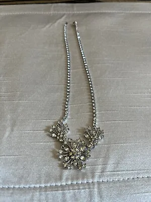 Luxury Vintage Snowflakes White Colorless Rhinestone Diamond 17” Necklace • $49.99