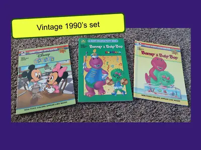 🟣  Lot Of 3 Paint With Water Coloring Book Barney & Baby Bop And Disney Babies • $32.38