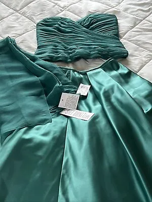 Vintage Melinda Eng Designer Emerald Green Silk And Satin ShortParty Dress Siz 4 • $120