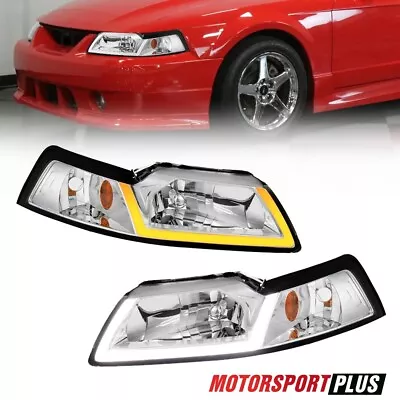 2X Chrome LED DRL Headlights Sequential For 1999-2004 Ford Mustang GT SVT Cobra • $125.79