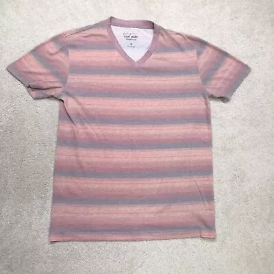 $13.89 • Buy Lucky Brand V Neck T Shirt Mens Small Pink Orange Striped Organic