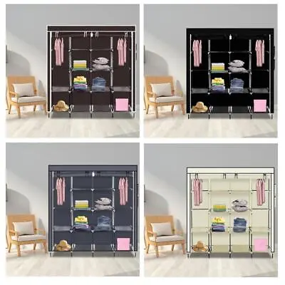 67  Fabric Wardrobe Closet Storage Organizer Clothes Rail Cover Cupboard • £22.99