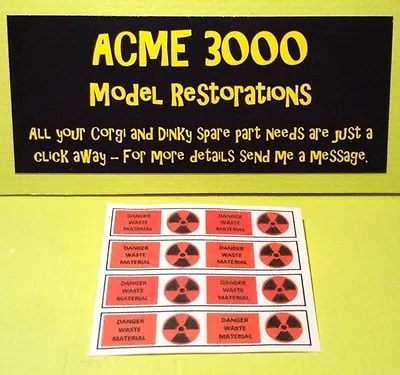 Gerry Anderson Dinky 360 Space1999 Eagle Freighter Repro Waste Drum Sticker Set • $3.72