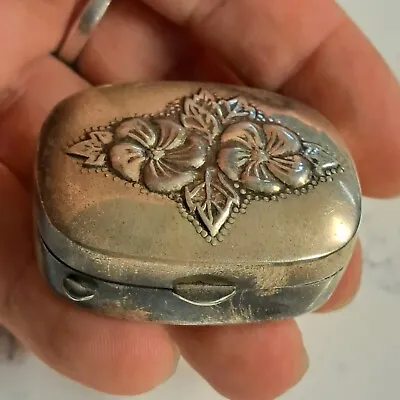 Vintage Mervyns Sterling Silver Ladies Trinket Pills Box Floral • $69.99