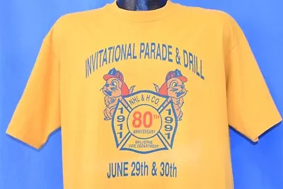 Vtg 90s 80th ANNIVERSARY MALVERNE NY FIRE DEPARTMENT PARADE & DRILL T-shirt XL • $30.25