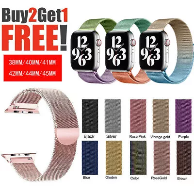 $9.99 • Buy For Apple Watch Ultra 9 8 7 6 5 4 2 SE Magnetic Milanese Loop Band IWatch Strap