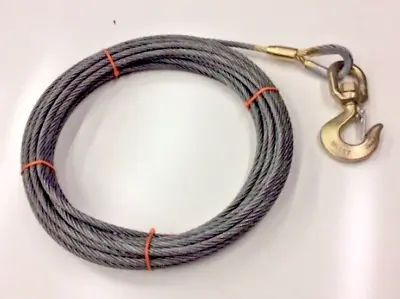 3/8  X 35' Wire Rope Winch Line Tow Truck Cable Eye Hook Hoist Steel Line USA ®️ • $50