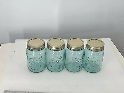 4 Ct Lot Blue Ball Perfect Mason Pint Jars Canning Fruit Vintage Antique • $32.95