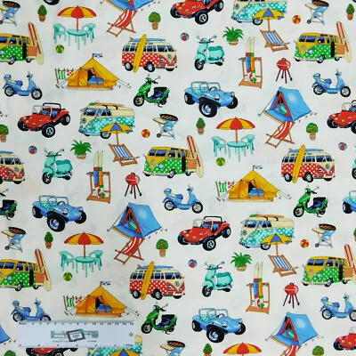 Patchwork Quilting Sewing Fabric Getaway Camping Kombi 50x55cm FQ • $8