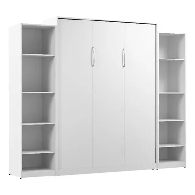 Bestar USA Claremont Wood Queen Murphy Bed With Closet Organizers In White • $1573.33