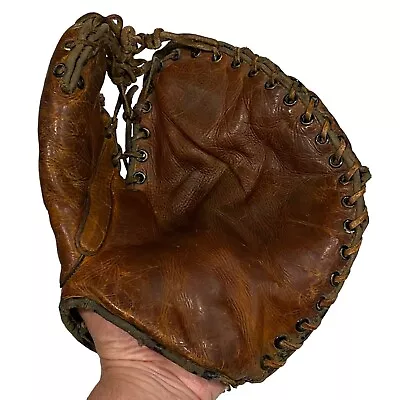 Vintage Leather Baseball Mitt 1930s/40s Lobster Style Glove RH Claw Collectable • $50