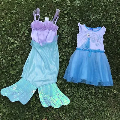 Lot Of 2 Disney Dresses Size 4 Small Mermaid Frozen Costumes Play Pretend • $10.61