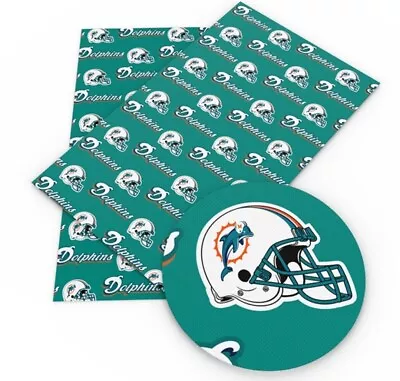 Dolphins FAUX LEATHER SHEET 8 X 12  1073337 Football Miami LITCHI TEXTURE • $2.50