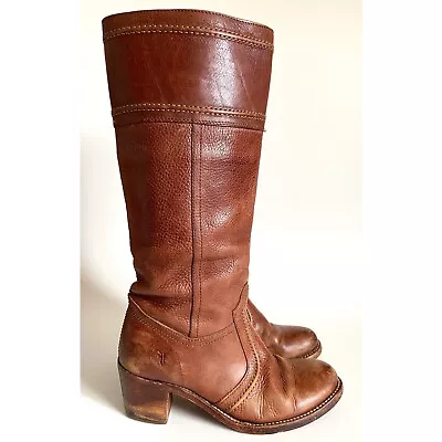 FRYE JANE STITCH 77230 Brown Leather Boots Women's Size 8B • $80