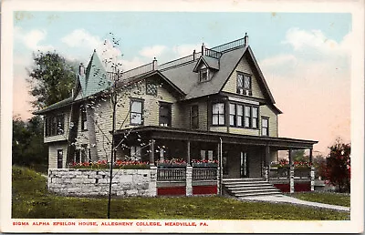 Meadville Pa Pennsylvania - Sigma Alpha Epsilon House Allegheny College Postcard • $4.95