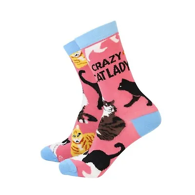 Womens Funny Crazy Cat Lady Bamboo Novelty Gift Socks | Sock Therapy  • £7.99