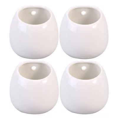 4pc Ceramic Hanging Planter Wall Planter For Air Live Or Plants White • £31.79