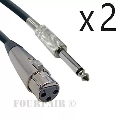 2 Pack Lot - 25ft XLR 3-Pin Female To 1/4  Mono Shielded Microphone Mic Cable • $17.49