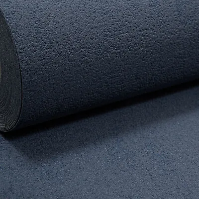 £10.99 • Buy Navy Blue Wallpaper Luxurious Plain Glam Soft Matt Textured Paste The Wall