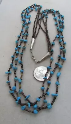 Vintage  Southwest   N A  Turquoise And Dark Pen  Shell  Heishe  Necklace • $35