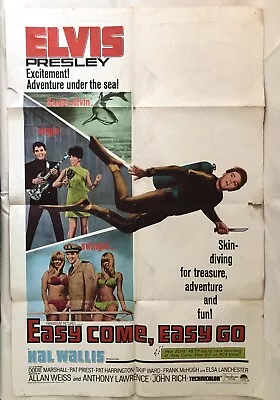 Original 1966 Elvis Presley Movie Poster Easy Come Easy Go One Sheet Print 67/59 • $64.99