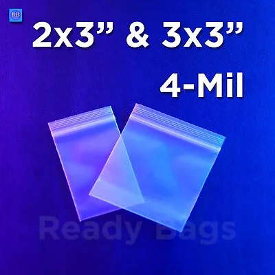 Small Clear Zip Lock 2x3  3x3  Reclosable Plastic Bags 4Mil Jewelry Baggies 4ML • $5.90