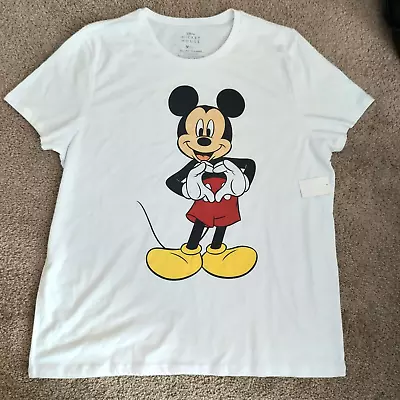 Women's 3XL (Mens 2XL) Disney Mickey Mouse Heart Hands White Graphic T-Shirt NEW • $12.99