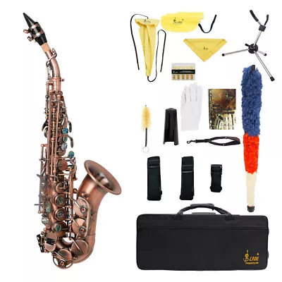 Red Antique Soprano Saxophone Bb Sax Woodwind Instrument With Carrying Case Q9N2 • $265.73