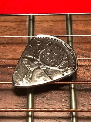 Hand Cut Guitar Pick From A Canadian Quarter 25 Cent Coin Hand Cut And Polished • $16.95