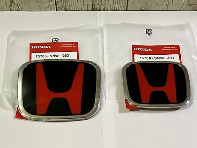 Honda 06-15 Civic 4DR Sedan JDM Black＆Red Front Rear Emblem 09-11 Fit(Jazz)  • $60