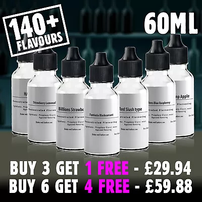 60ml E Liquid Flavour Concentrate DIY Vape Juice Mix Extra Strong UK Made PG 0mg • £9.98