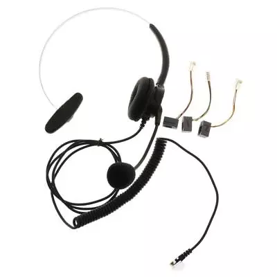 Corded Phone Headset Call Center Telephone Headset RJ9 Earphone Jack Noise • £9.28